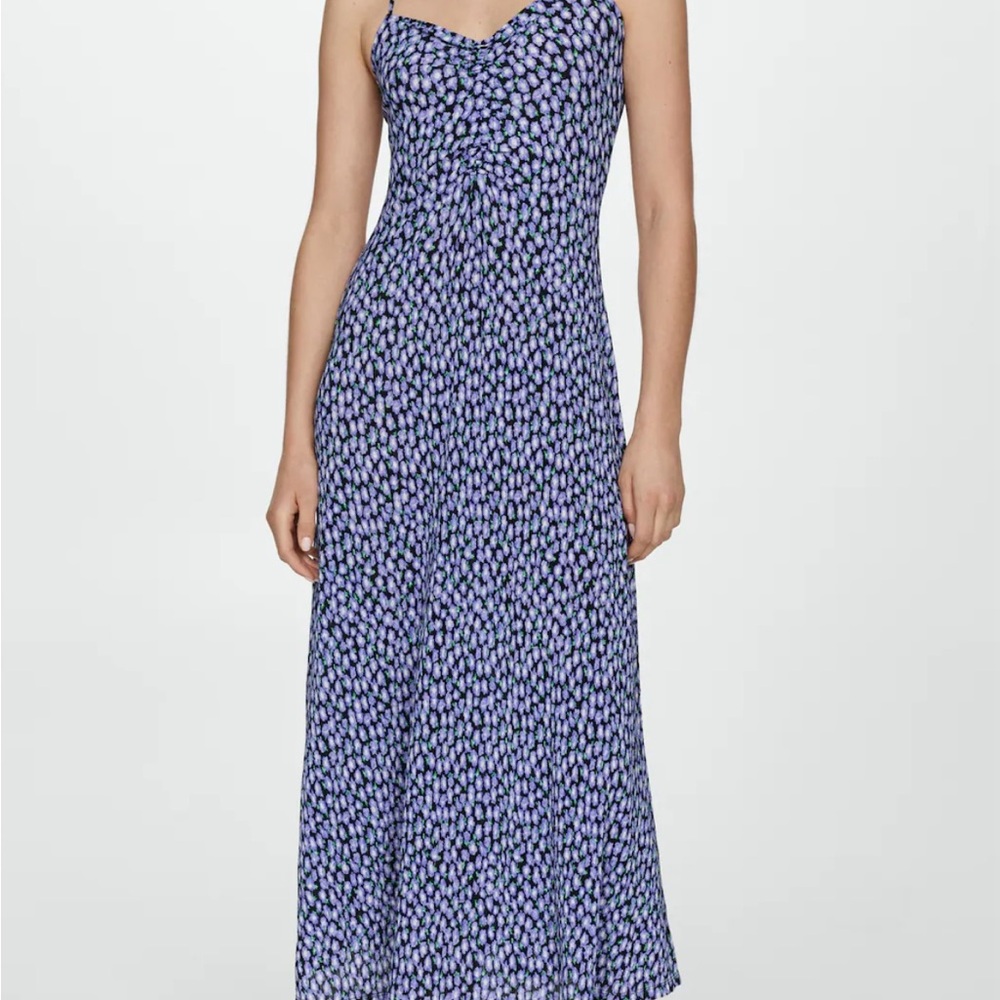 Mango Purple Floral Midi Dress